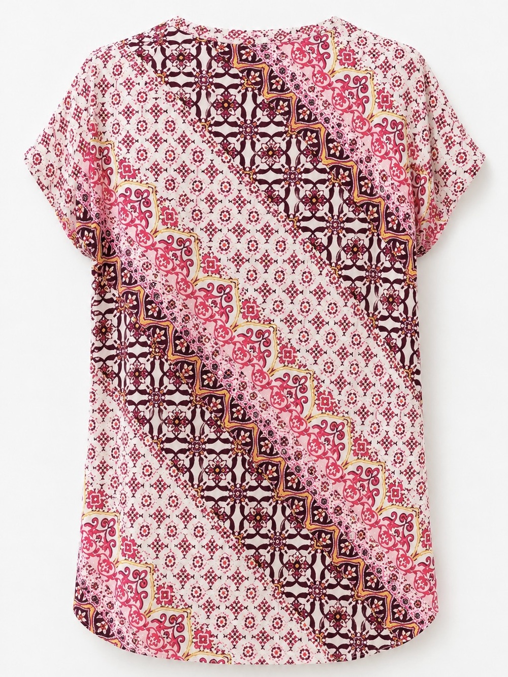 Sundance Josette Linen Boho Patchwork Print Short Sleeve Soft Knit Top XXL - Picture 3 of 4